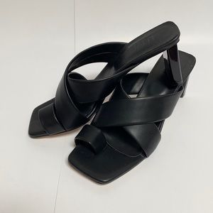 Leather Strappy Block Heel Sandals